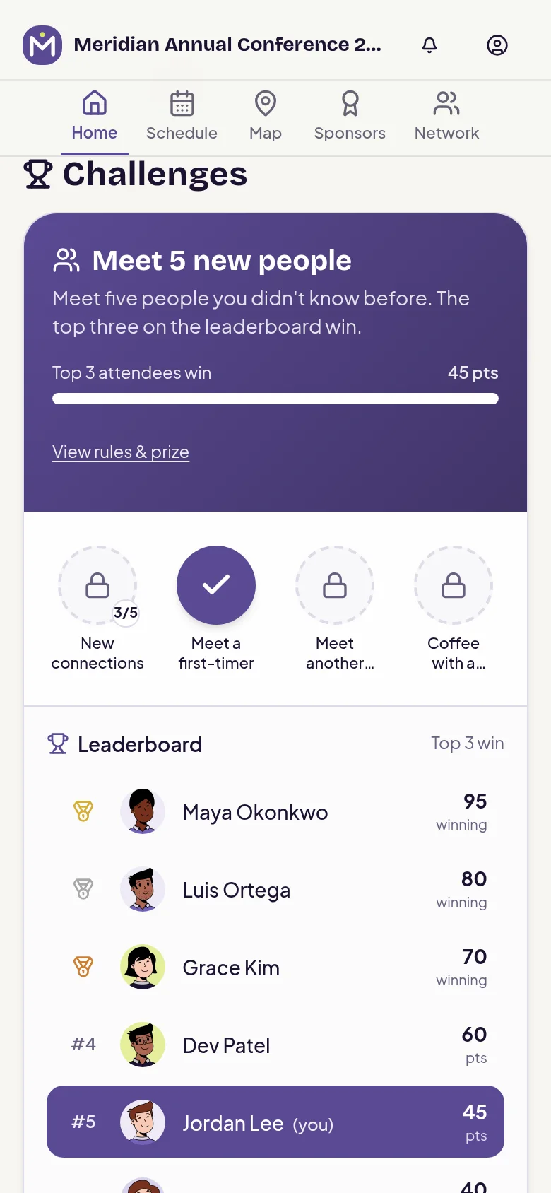 naimtag attendee app — Challenges & engagement: Challenges
