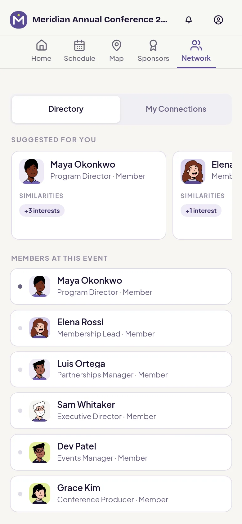 naimtag attendee app — Networking: Network